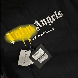 Palm Angels Black Tee with Yellow Logo